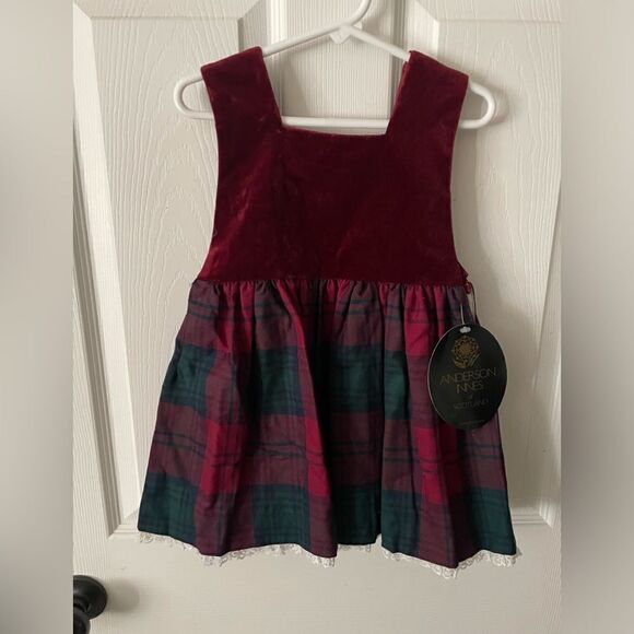🆕 Girls Anderson Innes Emma Dress Tartan / Wool / Velour / Holiday Size 2 - Picture 1 of 6